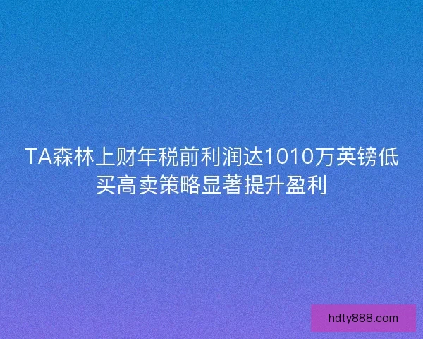 TA森林上财年税前利润达1010万英镑低买高卖策略显著提升盈利 TA森林上财年税前利润达1010万英镑低买高卖策略显著提升盈利